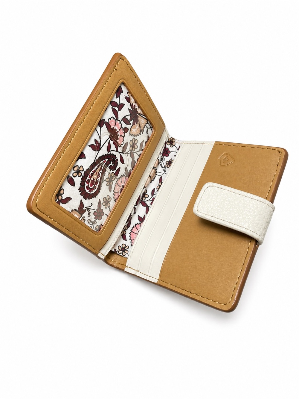 Vera Bradley White and Tan Pebbled Leather Compact Wallet - Picture 2 of 3